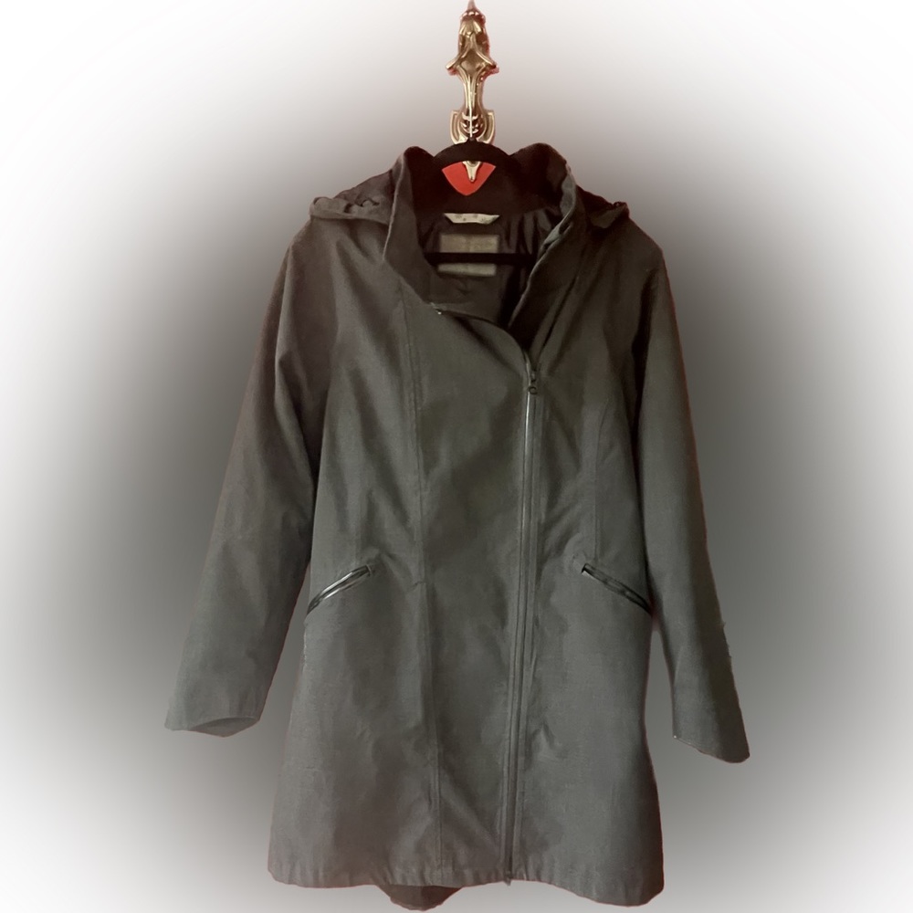 Athleta Trench Coat - XL - Detachable Hood, Asymmetrical Zip